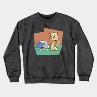 Cat and Goldfish Friends Crewneck Sweatshirt